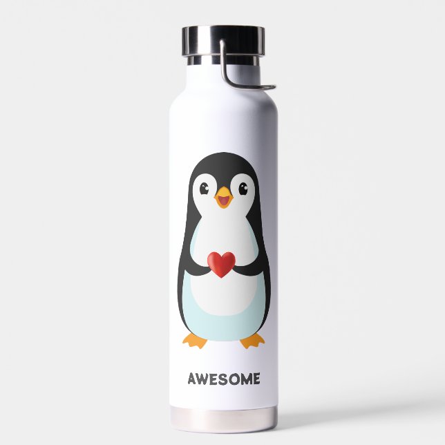 Cute Funny Penguin Cartoon Water Bottle (Left)
