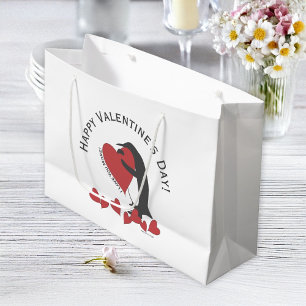 Cute Funny Penguin Heart Valentine's Day Large Gift Bag
