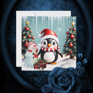 Cute funny penguin.  holiday card