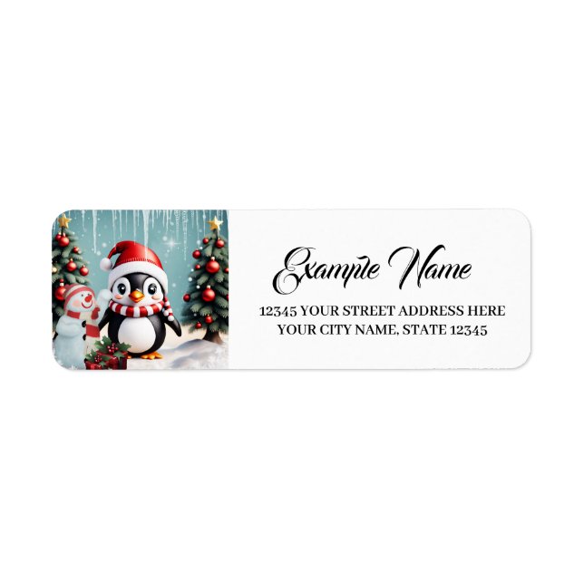 Cute funny penguin.  return address label (Front)