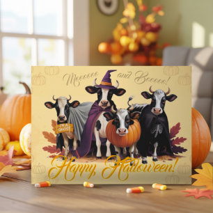 Cute Funny Personalized Retro Watercolor Halloween Card
