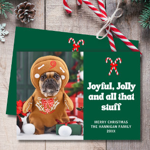 Cute Funny Pet Dog Photo Christmas  Holiday Card