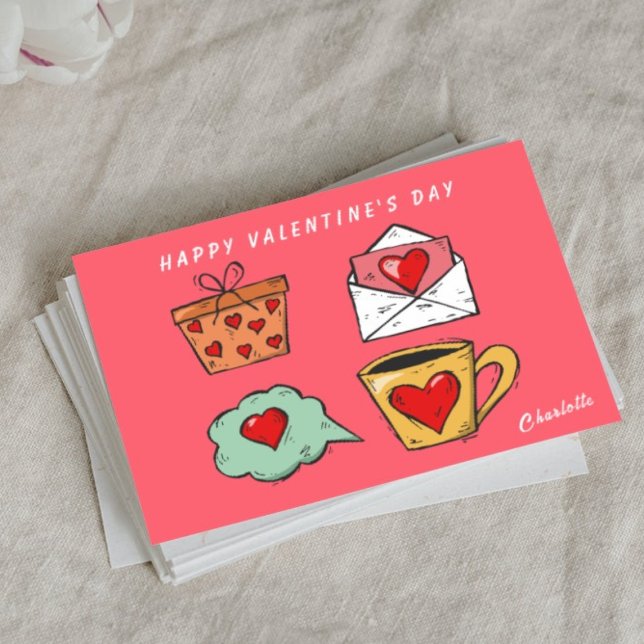 Cute Funny Pink and Red Heart Valentine Day Card (Creator Uploaded)