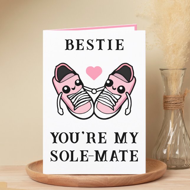 Cute Funny Pink Shoe Best Friend Happy Birthday Thank You Card (cute, funny pink shoe pun best friend happy birthday card)
