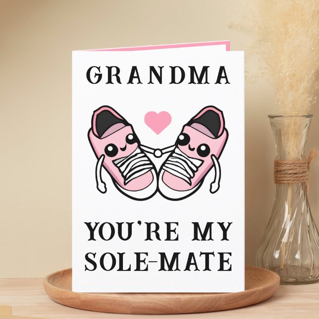 Cute Funny Pink Shoe Grandmother Happy Birthday Thank You Card (cute, funny pink shoe pun grandmother happy birthday card)