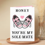 Cute Funny Pink Shoe Husband Wife Happy Birthday Thank You Card<br><div class="desc">Looking for a unique way to express your love and humour to your romantic partner? Our funny shoe pun greeting card is the perfect choice for your husband or wife on their birthday! Customise it by adding your own personal message. Design features two pink sneakers holding hands and a pink...</div>