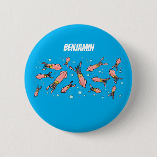 Cute funny pink squid cartoon pattern 6 cm round badge
