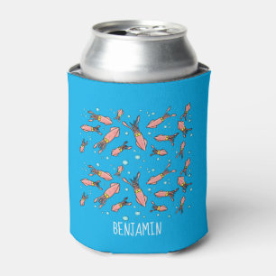 Cute funny pink squid cartoon pattern can cooler