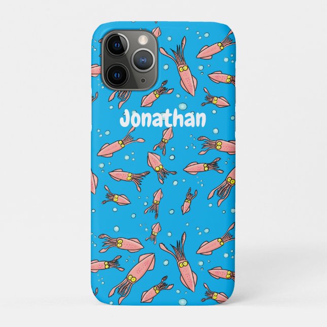 Cute funny pink squid cartoon pattern Case-Mate iPhone case (Back)