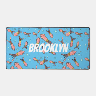 Cute funny pink squid cartoon pattern desk mat