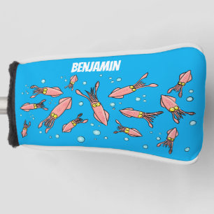 Cute funny pink squid cartoon pattern golf head cover