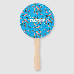 Cute funny pink squid cartoon pattern hand fan