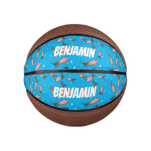 Cute funny pink squid cartoon pattern mini basketball