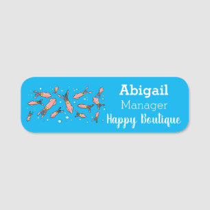 Cute funny pink squid cartoon pattern name tag