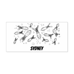 Cute funny pink squid cartoon pattern rubber stamp