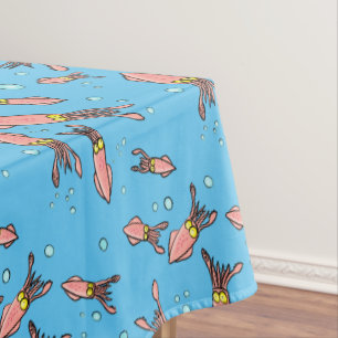 Cute funny pink squid cartoon pattern tablecloth