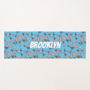 Cute funny pink squid cartoon pattern yoga mat