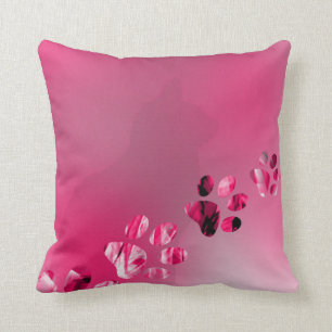 Cute Funny Pink & White Cat Paw Cushion