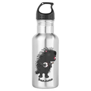 Cute funny porcupine playing banjo cartoon 532 ml water bottle