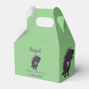 Cute funny porcupine playing banjo cartoon favour box