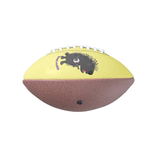 Cute funny porcupine playing banjo cartoon football (Rotated 270)