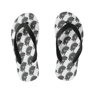 Cute funny porcupine playing banjo cartoon kid's thongs