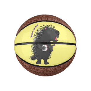 Cute funny porcupine playing banjo cartoon mini basketball
