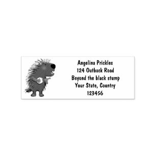Cute funny porcupine playing banjo cartoon rubber stamp