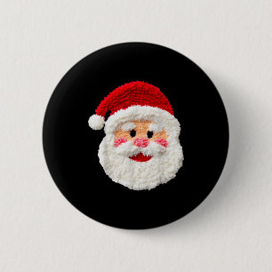 Cute Funny Preppy Faux Yarn Santa Claus Face Merry 6 Cm Round Badge
