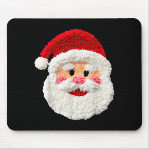 Cute Funny Preppy Faux Yarn Santa Claus Face Merry Mouse Pad