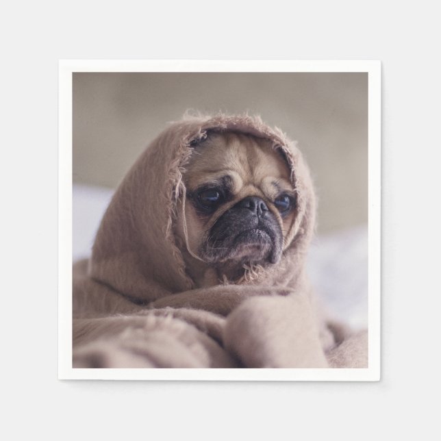 Cute & Funny Pug Dog paper napkins (Front)