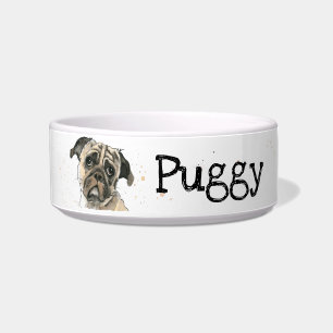 Cute funny Pug painting Speckled customisable Bowl