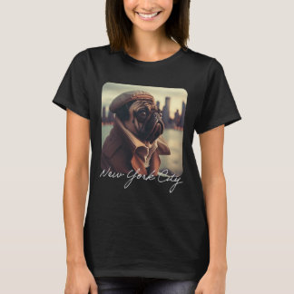 Cute Funny Pug Photo New York City Travel T-Shirt