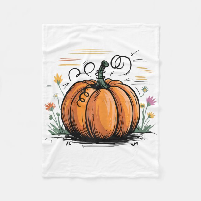 Cute Funny Pumpkin For Halloween And Thanksgiving  Fleece Blanket (Front)