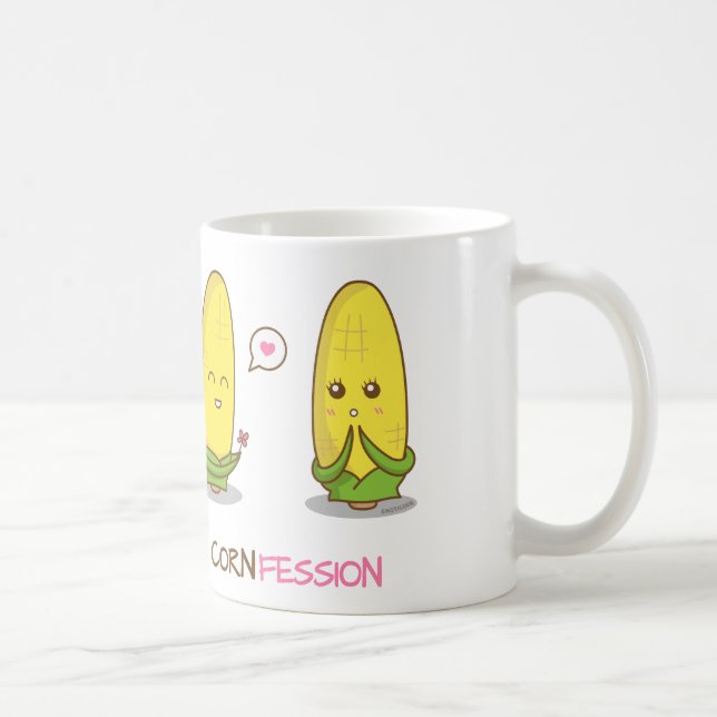 Cute Funny Punny Corn Love Confession Coffee Mug (Right)