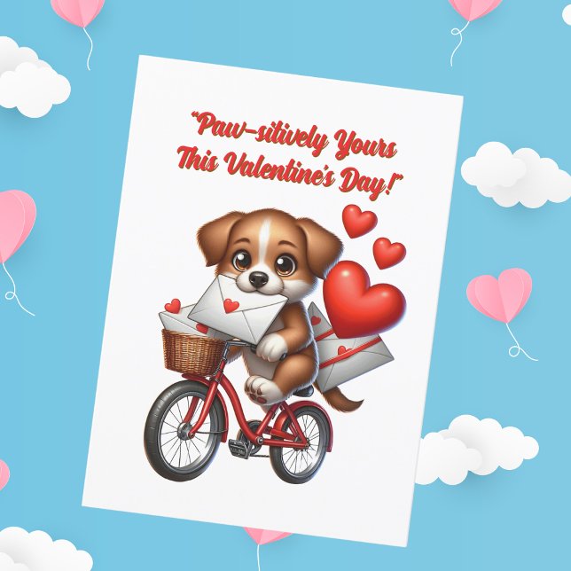 Cute Funny Puppy Love Hearts Valentines Card (Creator Uploaded)
