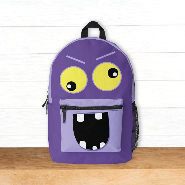 Cute Funny Purple Monster w/ Name Kids Printed Backpack (Creator Uploaded)