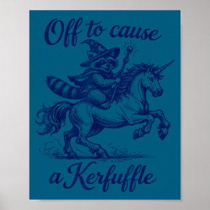 Cute Funny Raccoon Unicorn Graphic Off Poster