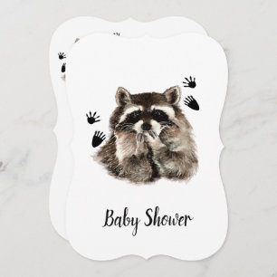 Cute Funny Racoon Garden Animal Baby Shower Invitation
