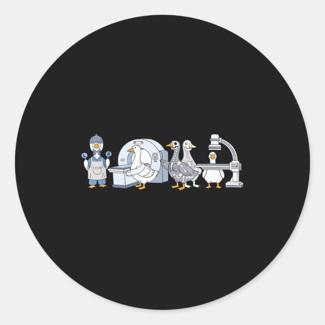 Cute funny radiologic technologist gooses tech classic round sticker (Front)