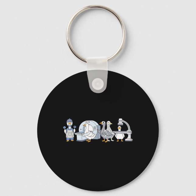 Cute Funny Radiologic Technologist Gooses Tech Key Ring (Front)