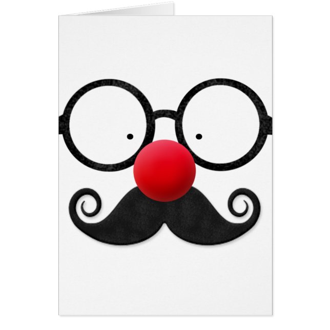 Cute funny red nose round black glasses moustache (Front)