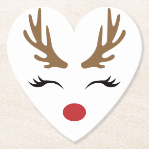 Cute Funny Red Nosed Reindeer Xmas Gifts Paper Coaster