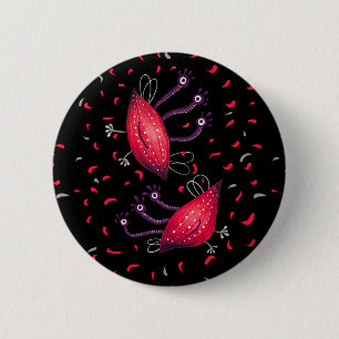 Cute Funny Red Three Eyed Cartoon Aliens 6 Cm Round Badge
