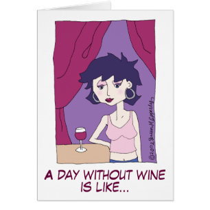 Cute Funny Red Wine Vino Cartoon Girl