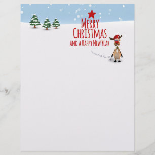 Cute Funny Reindeer Christmas Tree - Letterhead