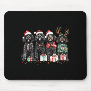 Cute Funny Reindeer Santa Black Goldendoodle Dogs Mouse Pad