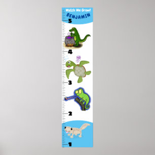 Cute funny reptiles animals cartoon growth chart