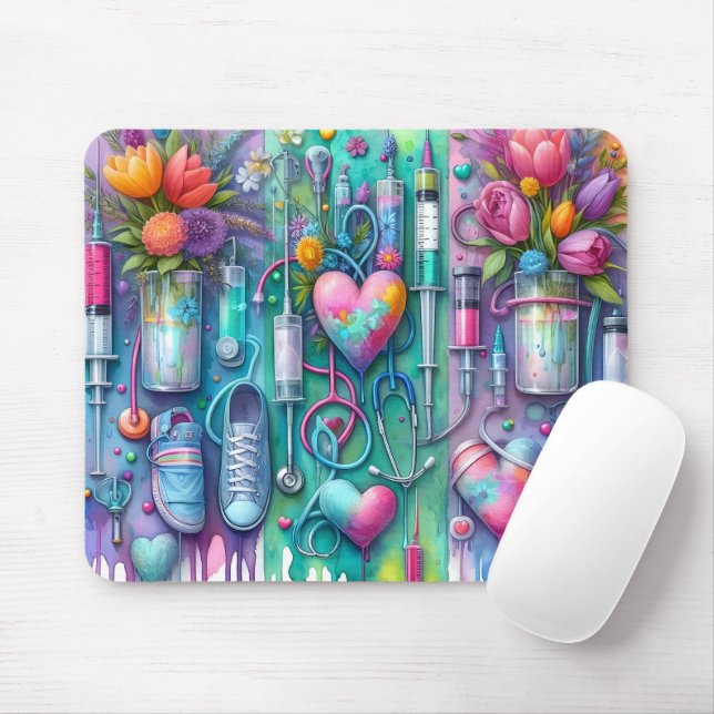 Cute/Funny RN Nurse Mouse Pad (With Mouse)