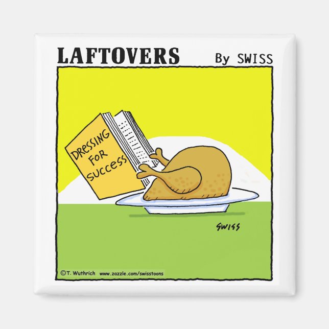 Cute Funny Roast Turkey Laftovers Cartoon Magnet (Front)